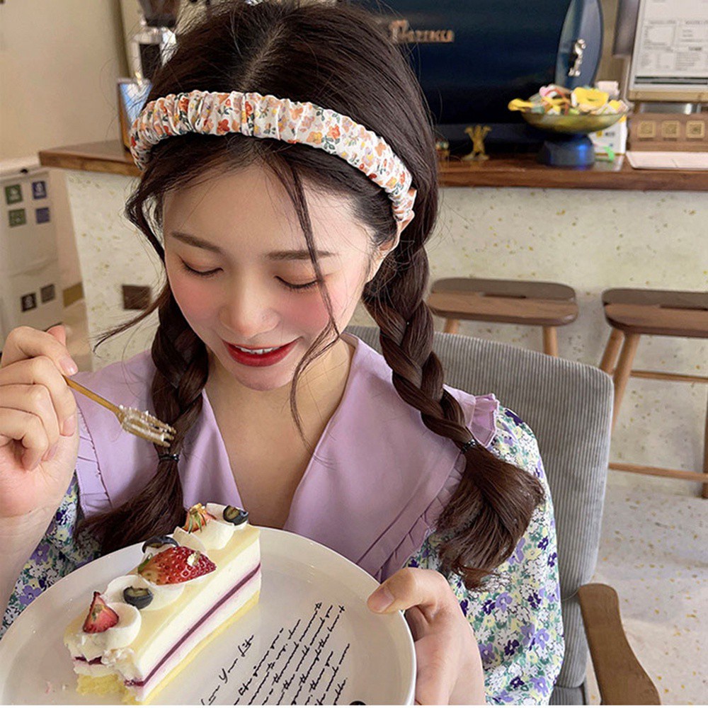 Băng đô cài tóc vải in họa tiết hoa nhiều màu sắc tùy chọn phong cách Hàn Quốc đáng yêu