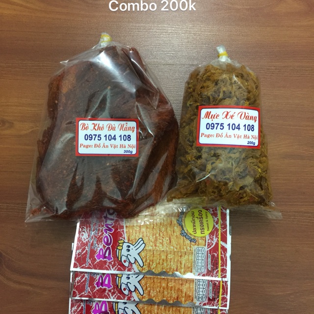 [FREESHIP 99K TOÀN QUỐC Combo 200k: 300g bò miếng, 200g mực xé vàng, 3 bento 6g