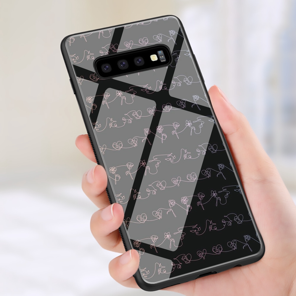 118S Stylish simplicity Line Samsung A10 A20 A30 A40 A50 A60 A70 S10 Note 10 Plus Tempered Glass Case