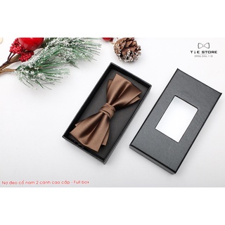 Nơ đeo cổ nam - nơ cánh nhọn - nơ cao cấp mau nâu tây