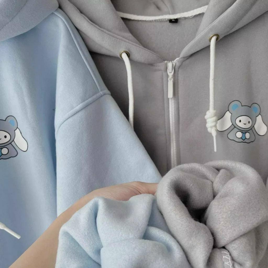 Áo Khoác Nỉ In Hình Cừu Nhỏ, Áo Khoác Unisex Nam Nữ Form Rộng Dưới 70kg