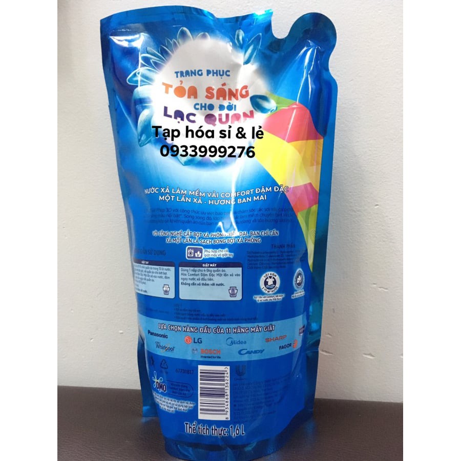 Nước xả Comfort 1 lần xả hương ban mai hoặc gió xuân túi 1,8 lít