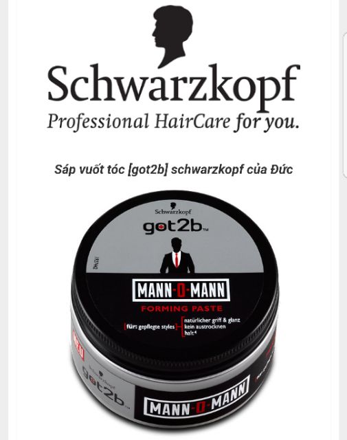 Sáp vuốt tóc [got2b] _ Man O Man Forming Maste _ Schwarzkopf 
. Made in Germany