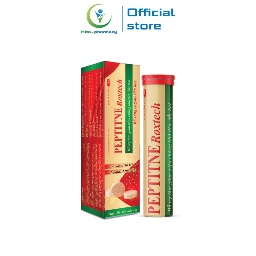 Viên sủi tiêu hóa PEPTITNE Roxtech giảm đầy hơi, khó tiêu, chướng bụng - 20 viên