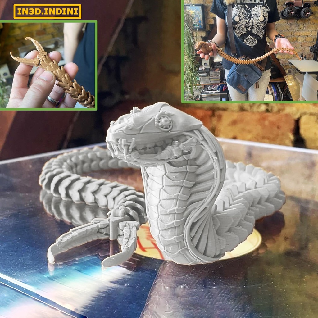 Mô hình rắn hổ mang 3D uyển chuyển linh hoạt - In3D.Indini