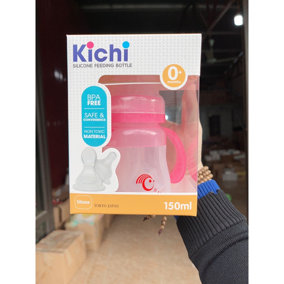 Bình sữa silicon Kichi 2in1 150ml cho bé