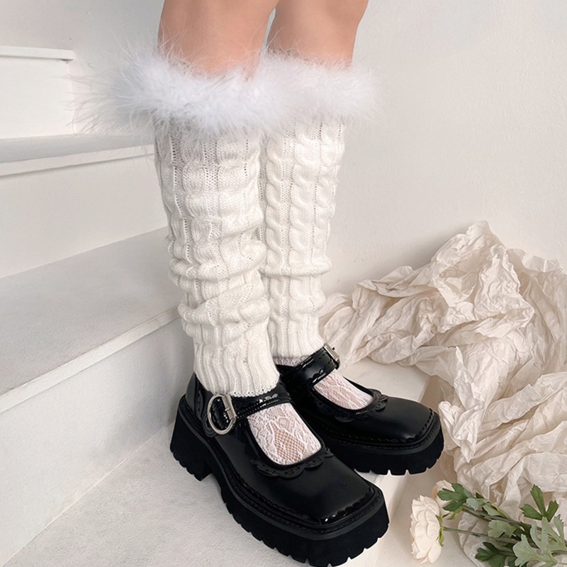 Youyo Vớ Dệt Kim Giữ Ấm Chân Mùa Đông Kẻ Sọc Phong Cách JK Thời Trang Cho Nữ St