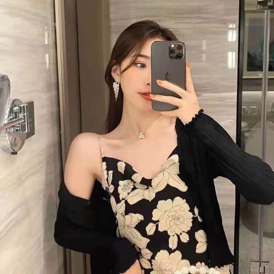 Váy dáng dài Váy suông Váy maxi nữ 2021 Dongdaemun phong cách mới bong bóng của Hàn Quốc ngắn tay thắt lưng vuô