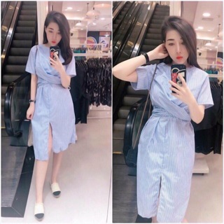 Đầm caro xanh xoắn eo xb ( Kèm ảnh thật)