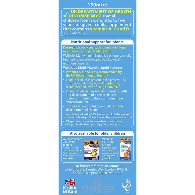 Vitamin Tổng Hợp Wellbaby Cho Bé 150ml, Wellbaby 14 Vitamin Tăng Sức Đề Kháng Cho Bé