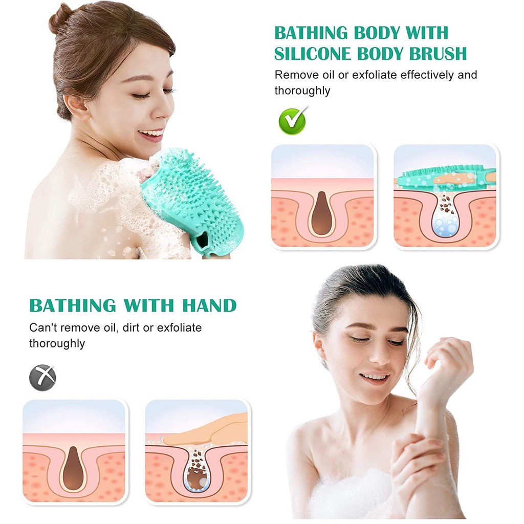 DIACHA Newest 2 IN 1 Soft Shower Scrubber Silicone Body Scrubber Double Side Easily Foamy Suit for All Skin Massage Body Exfoliating Exfoliating Body Brush/Multicolor