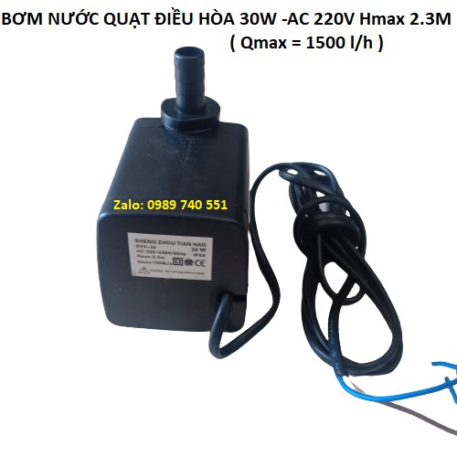 01 Bơm nước quạt điều hòa 30W 220V Hmax 2.3m 1500Lh