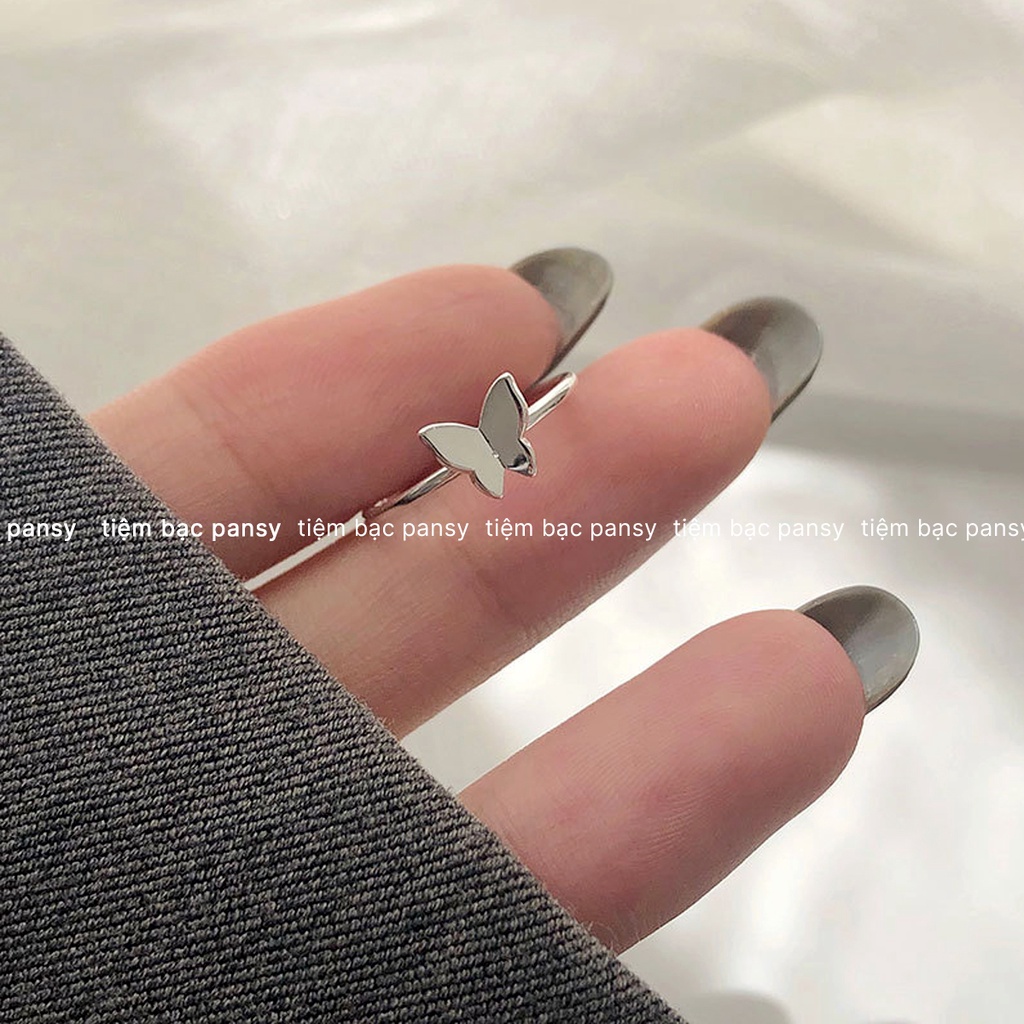 Nhẫn bạc nữ PANSY hình cánh bướm freesize - Nhẫn nữ bạc ta mặt hồ điệp dáng mở