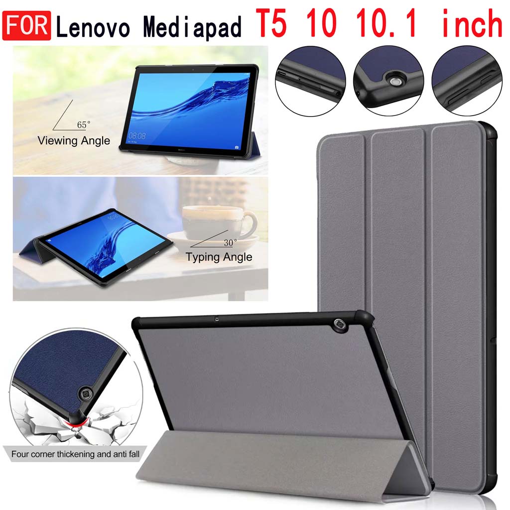 Bao da máy tính bảng PU mềm có giá đỡ gập gọn cho Huawei Mediapad T5 10 10.1 inch AGS2-W09/L09/L03/W19