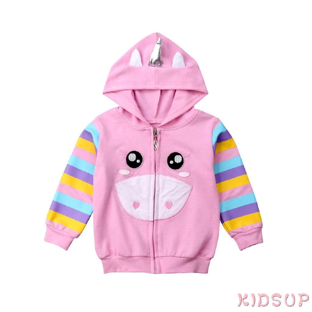 Áo Khoác Hoodie In Hình Kỳ Lân Dễ Thương Thời Trang Cho Bé Gái