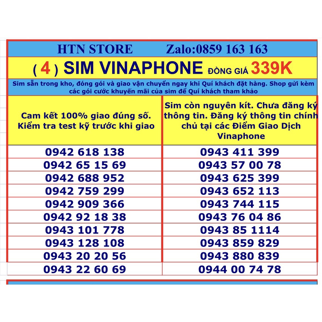 Sim số đẹp Vinaphone đồng giá 339k (4) – sim trả trước nghe gọi và 4G
