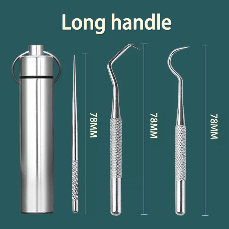 Set 3 tăm xỉa răng TOGEWITHU bằng thép không gỉ có thể tái sử dụng kèm hộp đựng chống nước tiện lợi