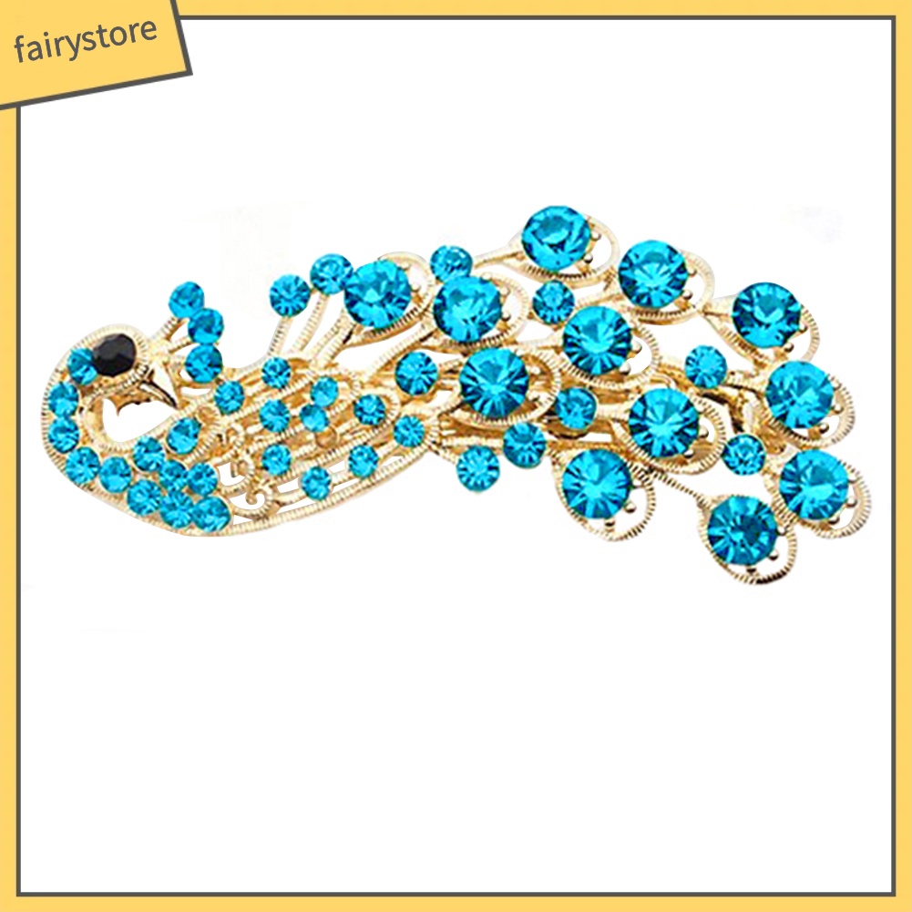 Kẹp tóc hình chú công đính đá thanh lịch