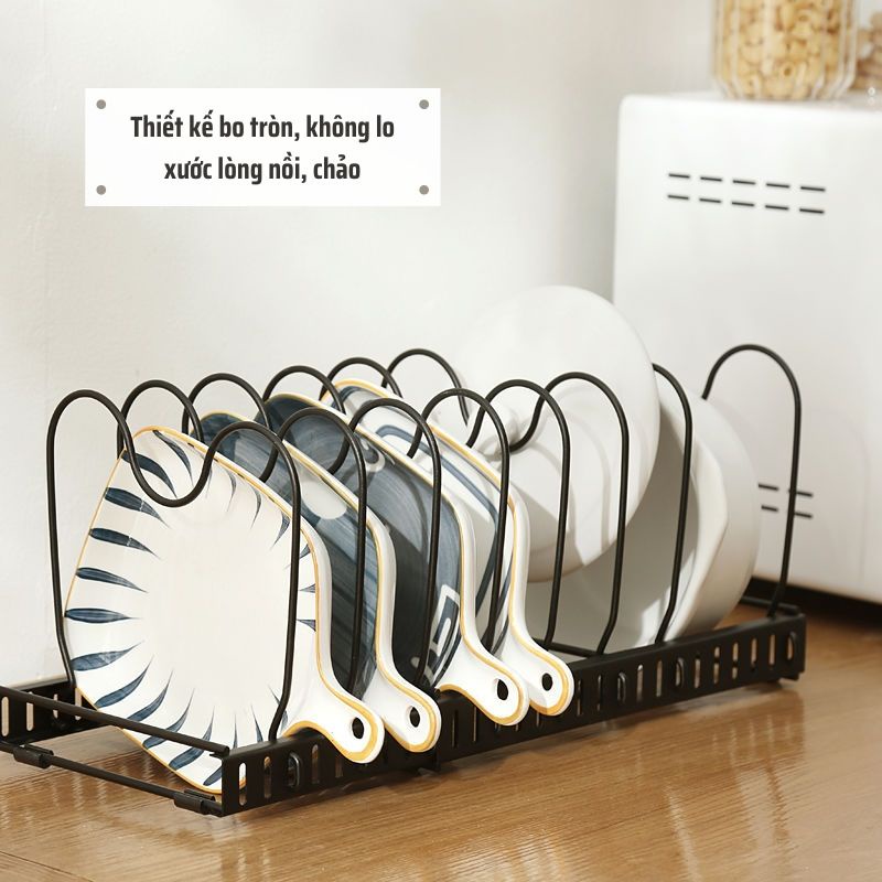 Giá úp nồi chảo có giá đỡ, kệ úp xoong nồi đa năng điều chỉnh được kích thước