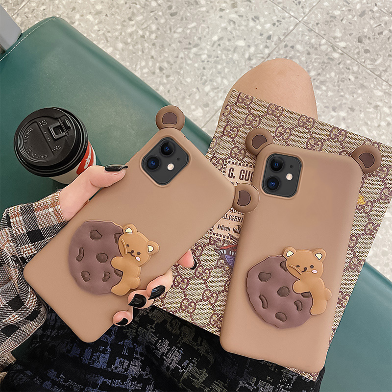3D cartoon cookie biscuit bear for samsung s6 s7 edge s8 s9 s10 plus s20 ultra note 20 S20 FE back phone case
