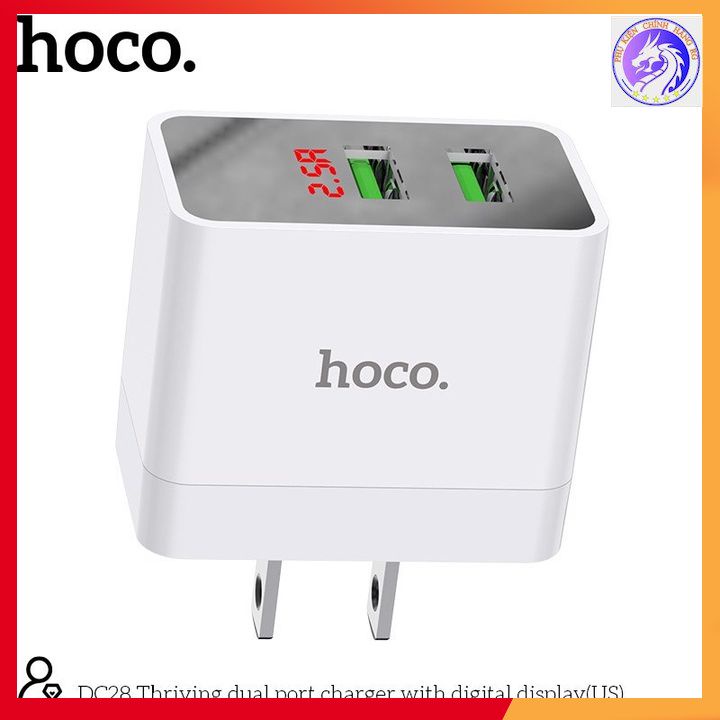 Cóc Sạc Nhanh 2 Cổng 5.0A Hoco DC28 Hàng Chính Hãng, Bảo Hành 12 Tháng