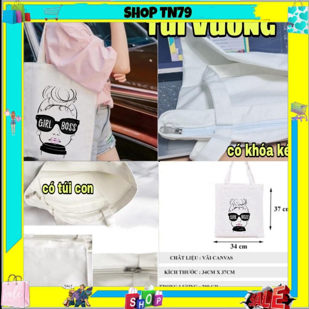 Túi tote vải canvas cute đựng đồ đi học mềm đẹp giá rẻ thời trang GB-01