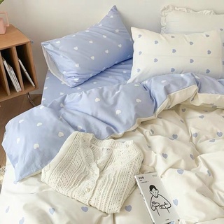 💜 Set chăn ga cotton poly 4 món chấm bi xanh 💜
