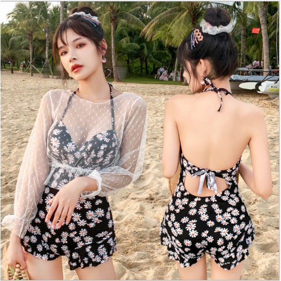 (SẴN HÀNG) Bikini một mảnh hoa cúc, bikini đi biển sexy quyến rũ (kèm áo ren) | BigBuy360 - bigbuy360.vn