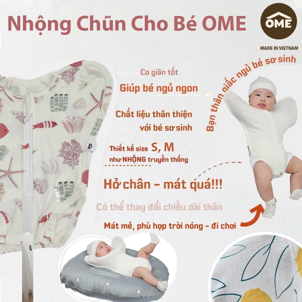 Nhộng chũn, ủ kén hở chân cho bé OME chính hãng Hàn Quốc - Kén ngủ cao cấp sử dụng chất liệu vải co giãn đa chiều