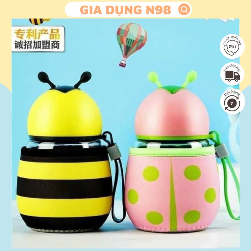 Bình đựng cháo, sữa, nước hoa quả giữ nhiệt cho bé hình con ong 300ml tiện dụng