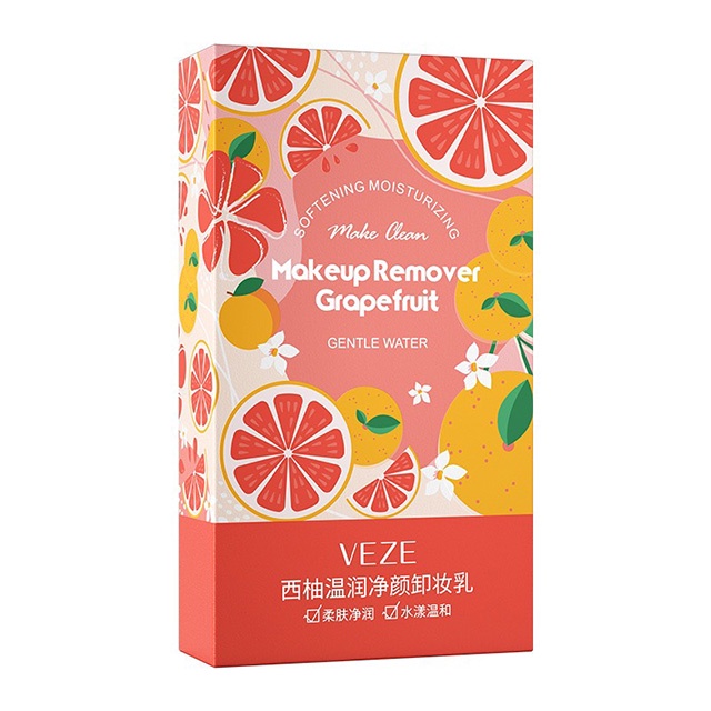 Hộp 10 Gói Gel Tẩy Trang Tiện Lợi VEZE Makeup Remover Grapefruit Dưỡng Ẩm Sáng Da Mịn Da 5ml (Siêu Hot )