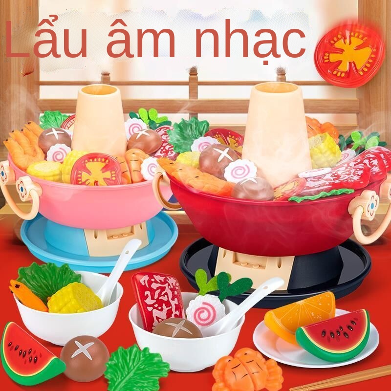 ✓Đồ chơi trẻ em nhà bếp nấu ăn bộ đồ chơi mô phỏng âm nhạc phun lẩu bên bếp món quà sinh nhật cô gái