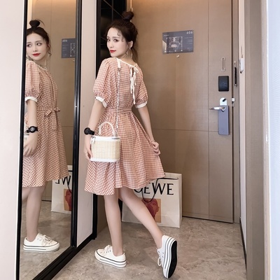 Đầm Tay Ngắn Cổ Tròn Họa Tiết Kẻ Sọc Phong Cách Hàn Quốc Thời Trang Mùa Hè Mới Cho Nữ