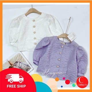 [Hàng Mới] Áo Sơ Mi Kiểu Cổ Tròn Tay Ngắn Chất Sộp Dáng Crotop