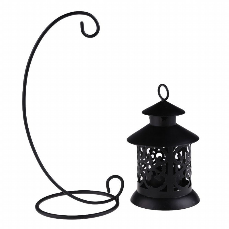 Iron Moroccan Style Candlestick Candle Stand Light (Black)