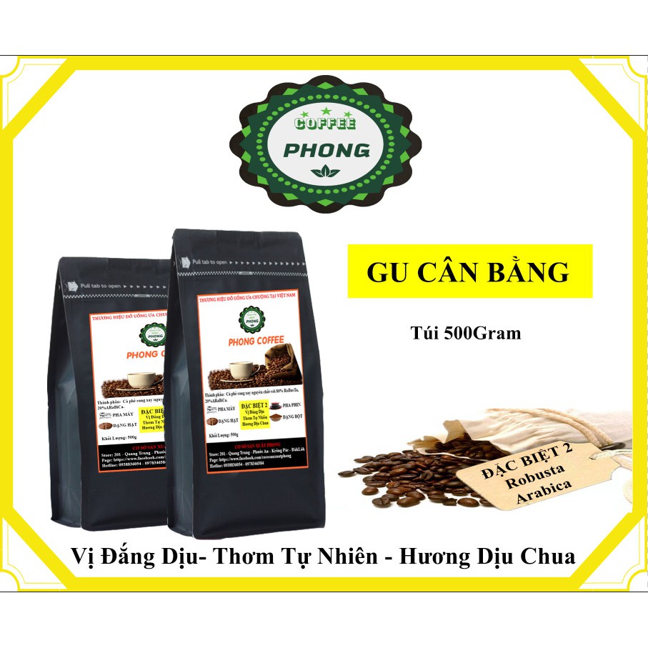 Cà Phê Nguyên Chất ROBUSTA - ARABICA Vị Thơm Nồng Ít Chua 500 Gram