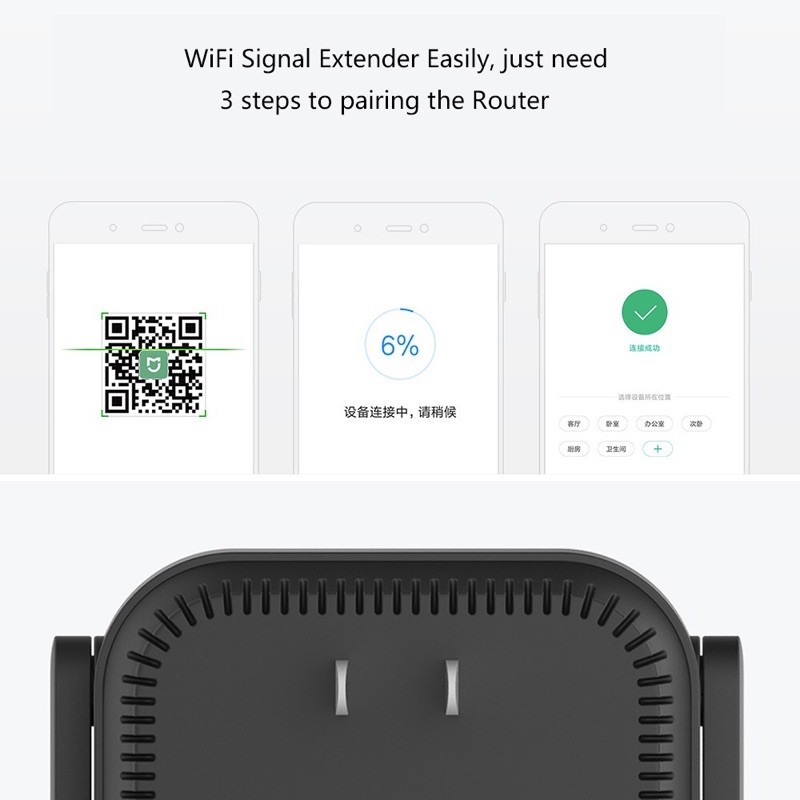 Thiết bị kích sóng Wifi Xiaomi Repeater Pro băng thông 300 Mbps - DC3030 Chính Hãng