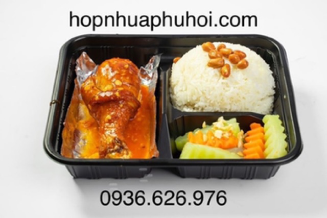 Hộp nhựa 3 ngăn đựng cơm 100 bộ | BigBuy360 - bigbuy360.vn