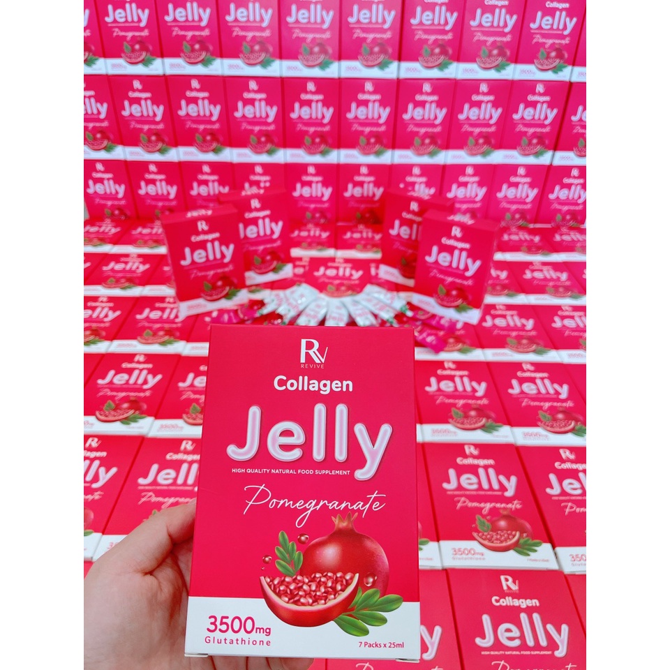 Thạch Collagen Trắng Da Thụy Sĩ, Thạch Lựu Collagen Jelly Pomegranate Dưỡng Trắng Da Toàn Thân Hộp 7 Gói