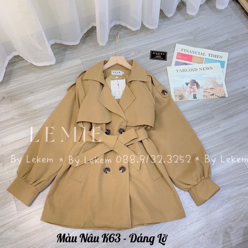 Áo khoác măng tô kèm dây đai chất kaki size M L cho khách từ 38- 62kg lemiebylekemqc