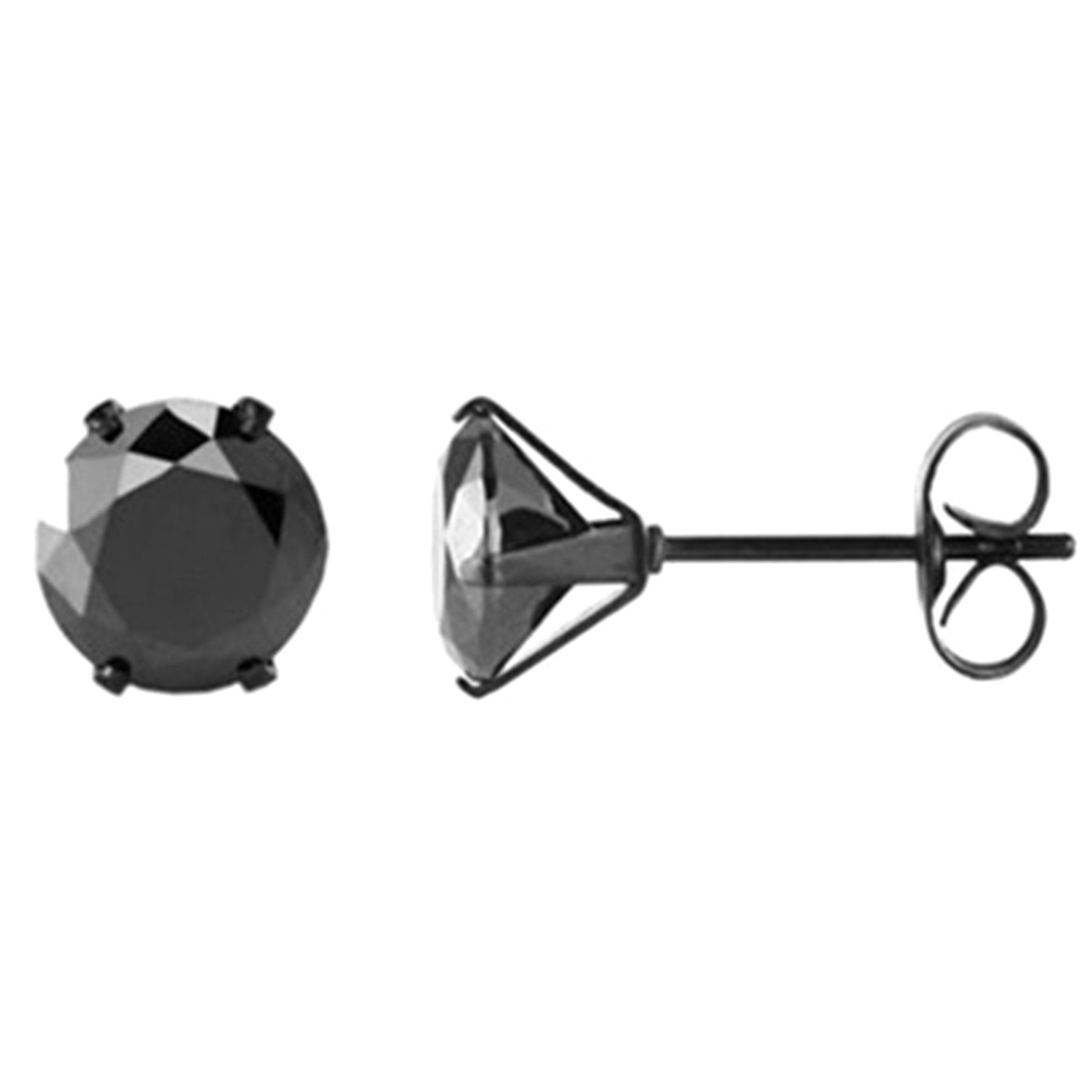 Atlantamart| 1 Khuyên Tai Đính Đá Zirconia 6/8mm Màu Đen Phong Cách Punk Cho Nam Và Nữ