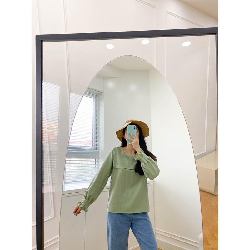 Áo sơ mi kiểu nữ, tay dài Ruby Top LUCETFASHION, áo kiểu Hàn Quốc