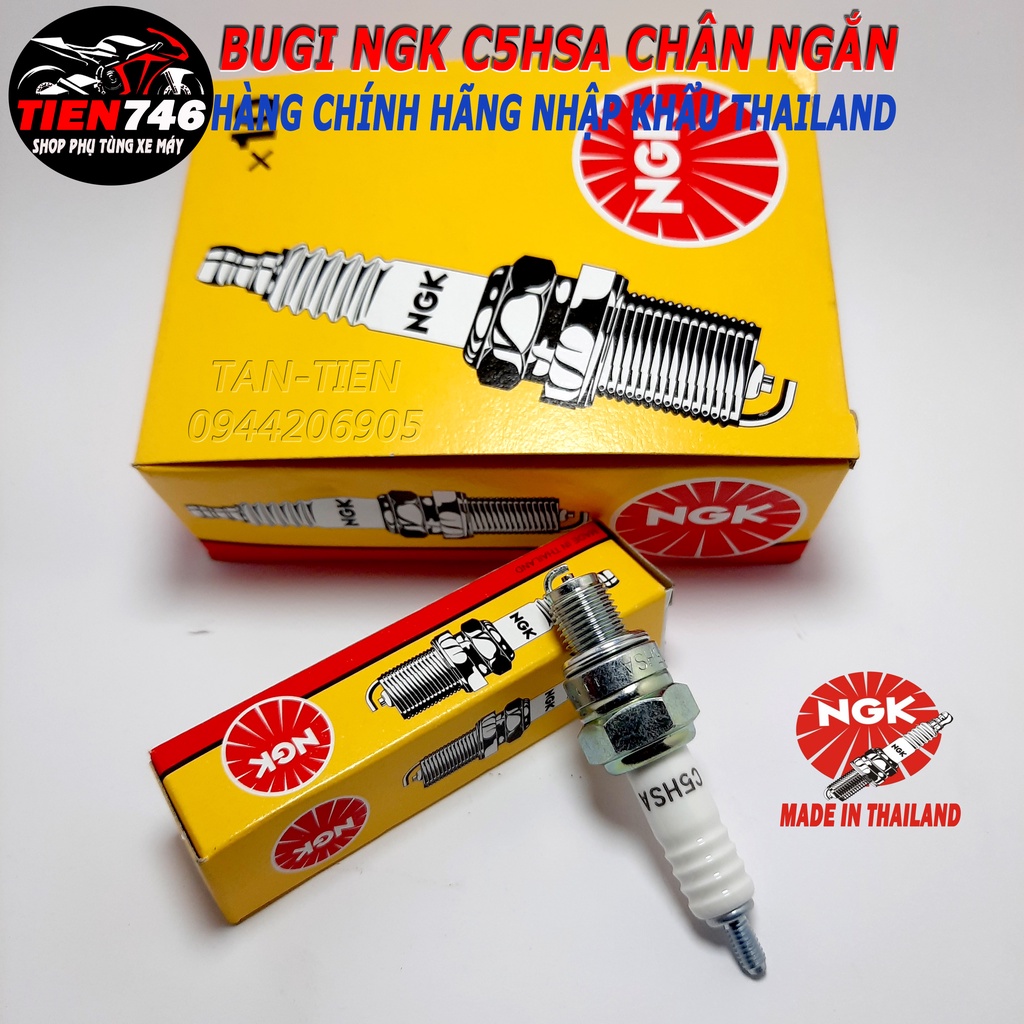 Bugi NGK C5HSA chân ngắn, Hàng chính hãng NGK 100%, lắp cho Wave Dream và nhiều dòng xe khác.