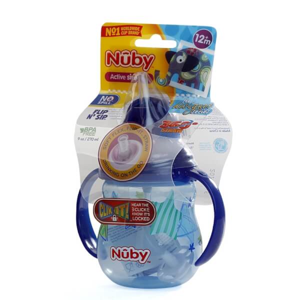 Bình uống nước ống hút silicon 360 độ 270ml NUBY CHÍNH HÃNG