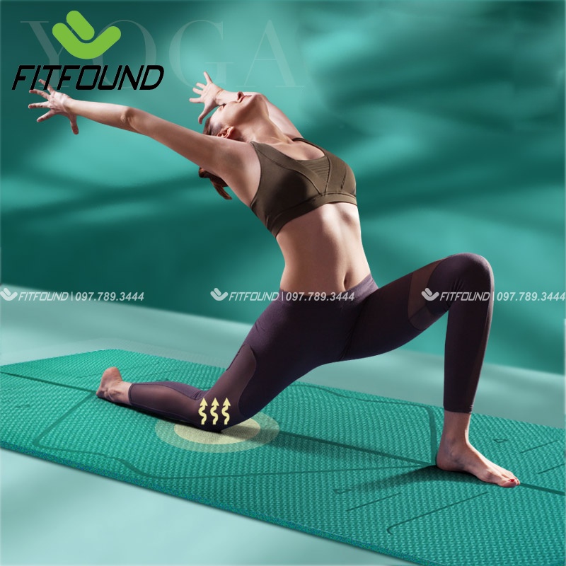 Thảm Tập Yoga Gym Pilates Thể Dục TPE 6 , 8mm In Định Tuyến Chống Trơn Trượt Cao cấp FITFOUND