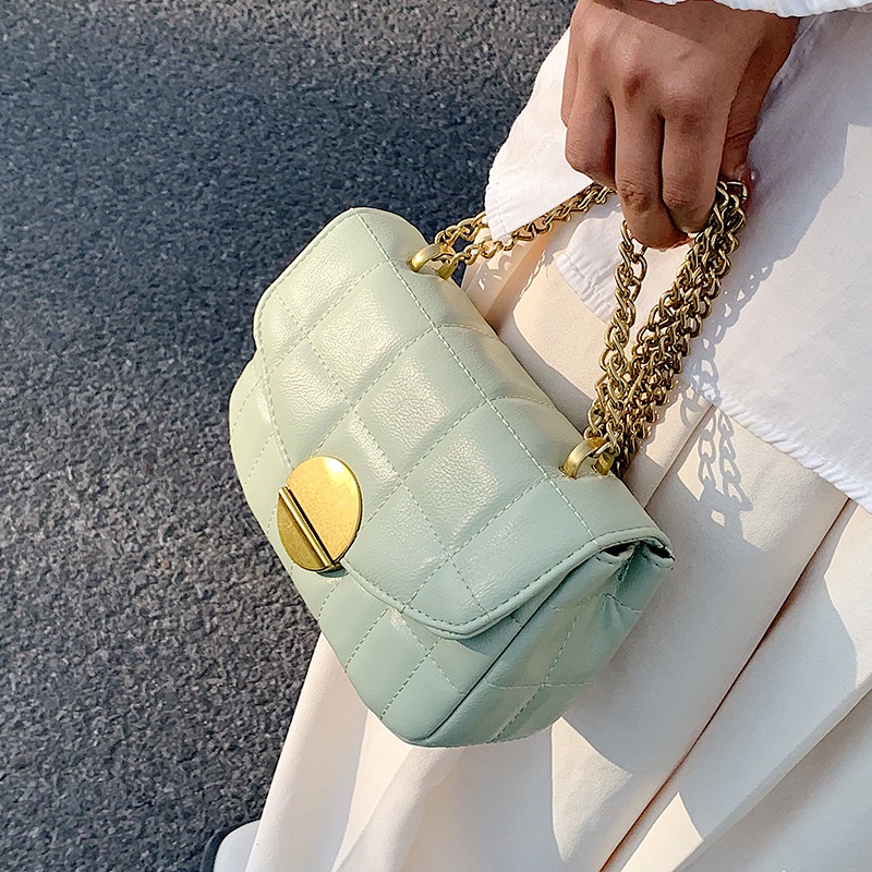 Túi Đeo Vai Hình Vuông Cỡ Nhỏ Phối Dây Xích Thời Trang Cho Nữ