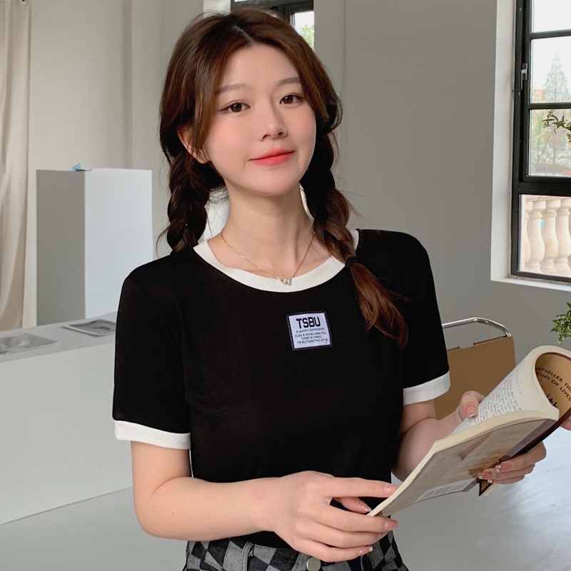 SUXI Áo Thun Cổ Tròn Dáng Rộng In Chữ Đơn Giản Thời Trang Mùa Hè Cho Nữ