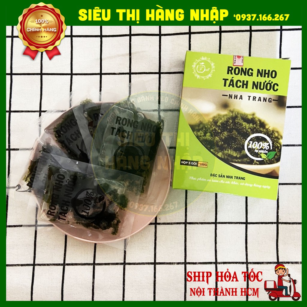 Hộp 5 gói rong nho tách nước Nha Trang 200g