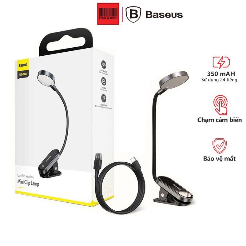 Đèn đọc sách mini, pin sạc tiện dụng Baseus Comfort Reading Mini Clip Lamp -Bh 12 tháng