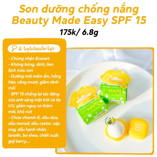 Son dưỡng chống nắng SPF 15 Beauty Made Easy